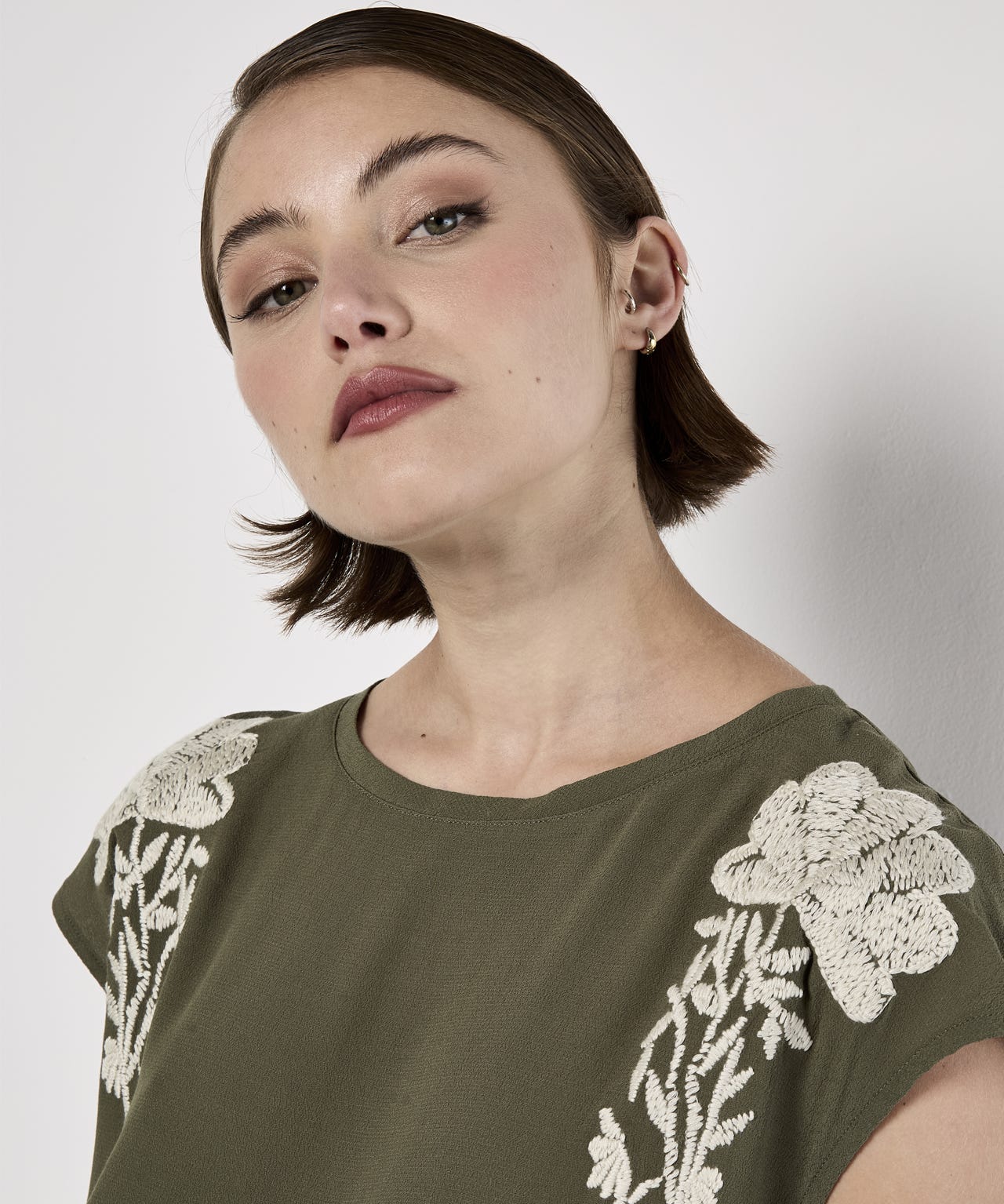 Apricot Embroidered Top