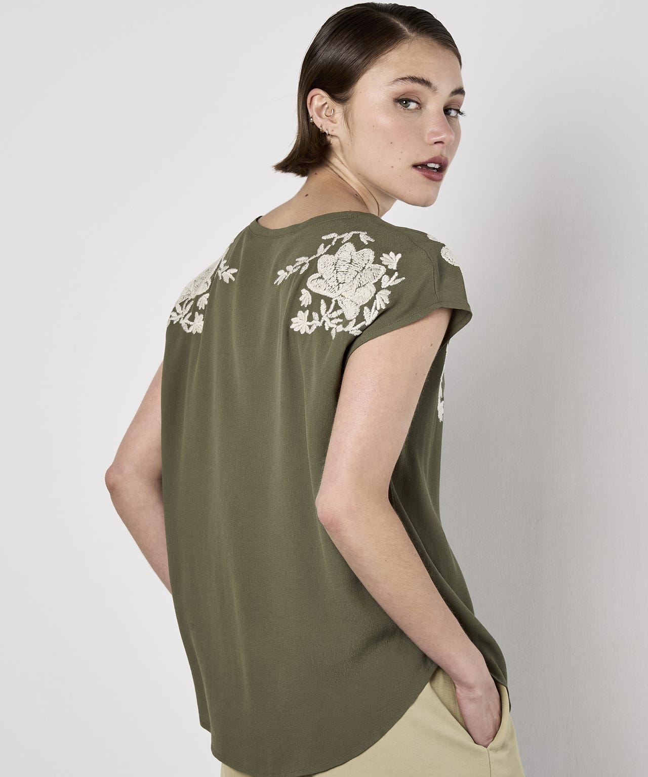 Apricot Embroidered Top