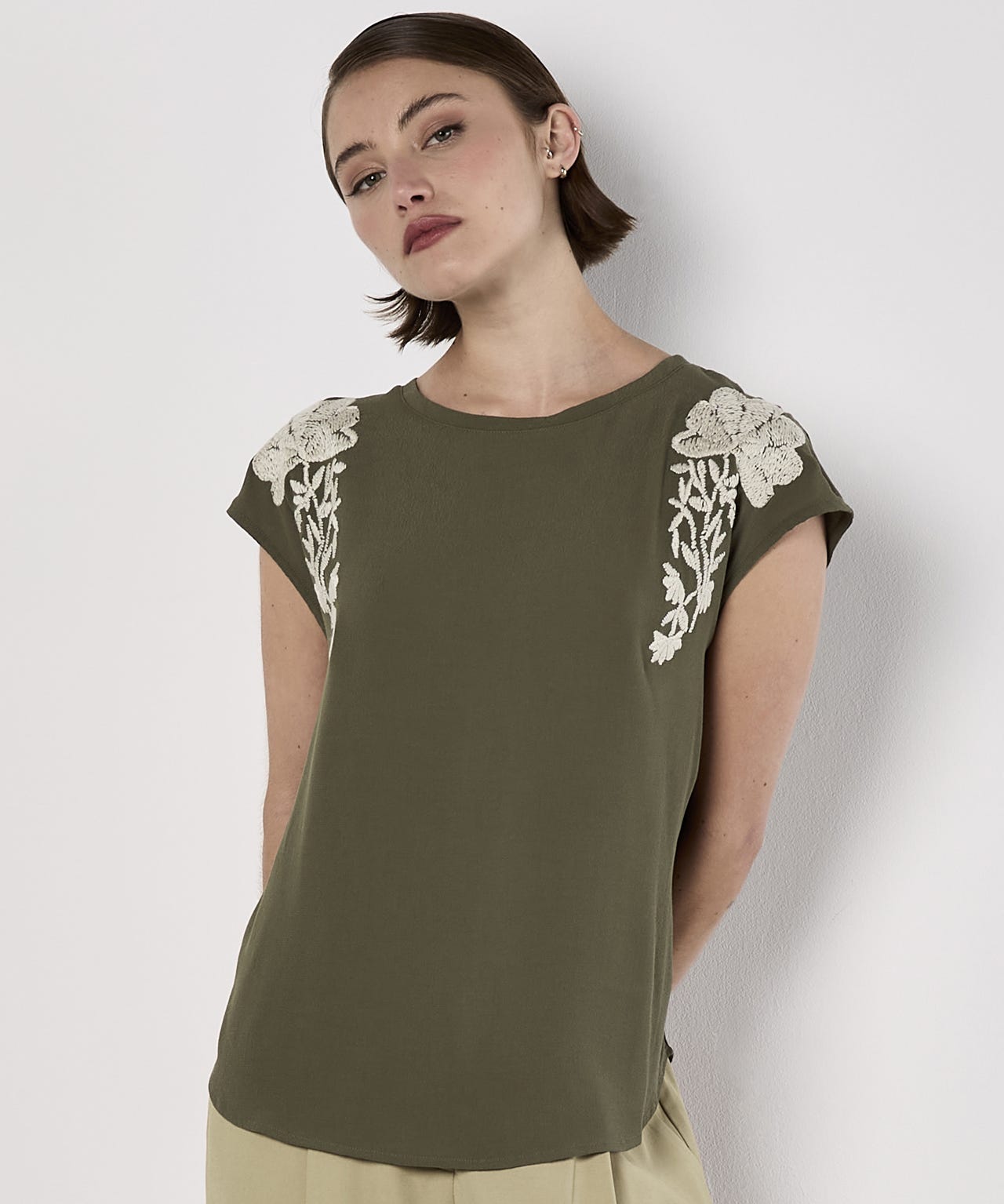 Apricot Embroidered Top
