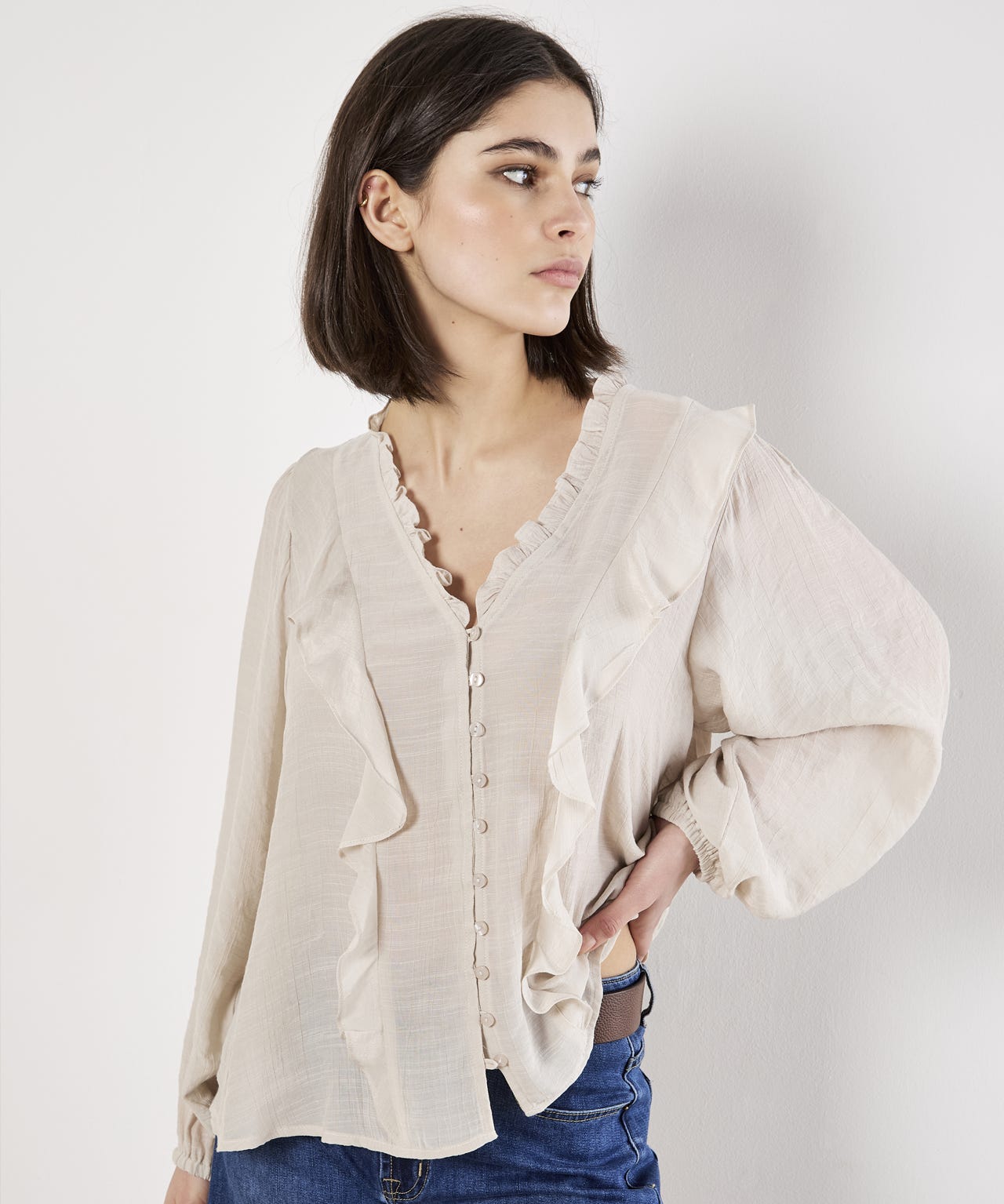 Apricot Ruffle Blouse