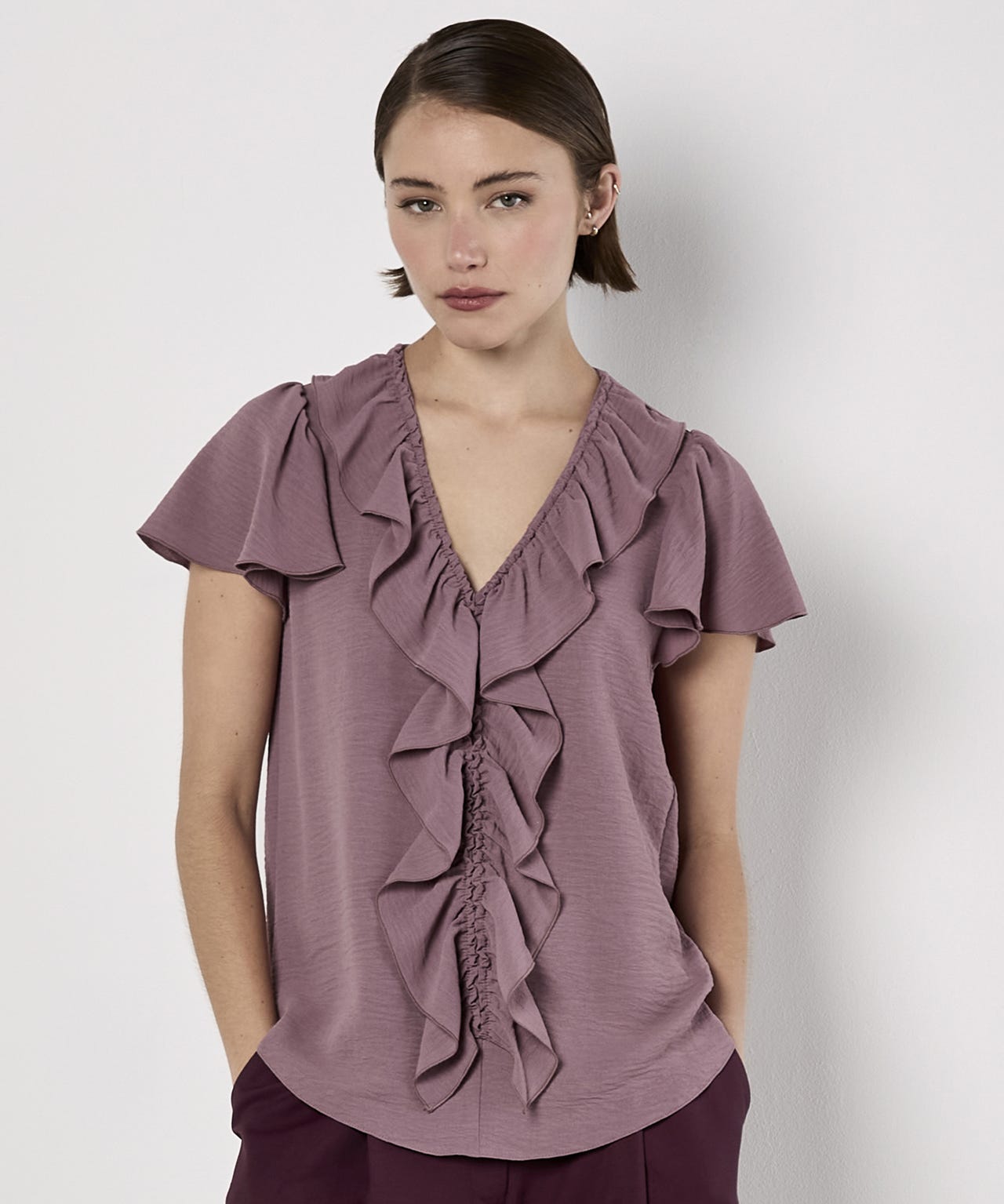 Apricot Ruffle Blouse