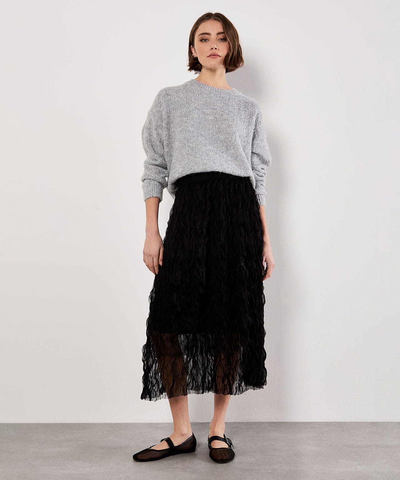 Apricot Tulle Midi Ski