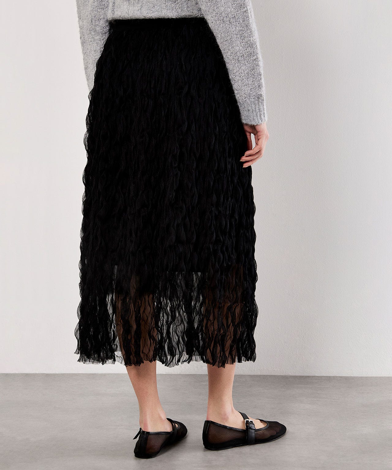 Apricot Tulle Midi Ski