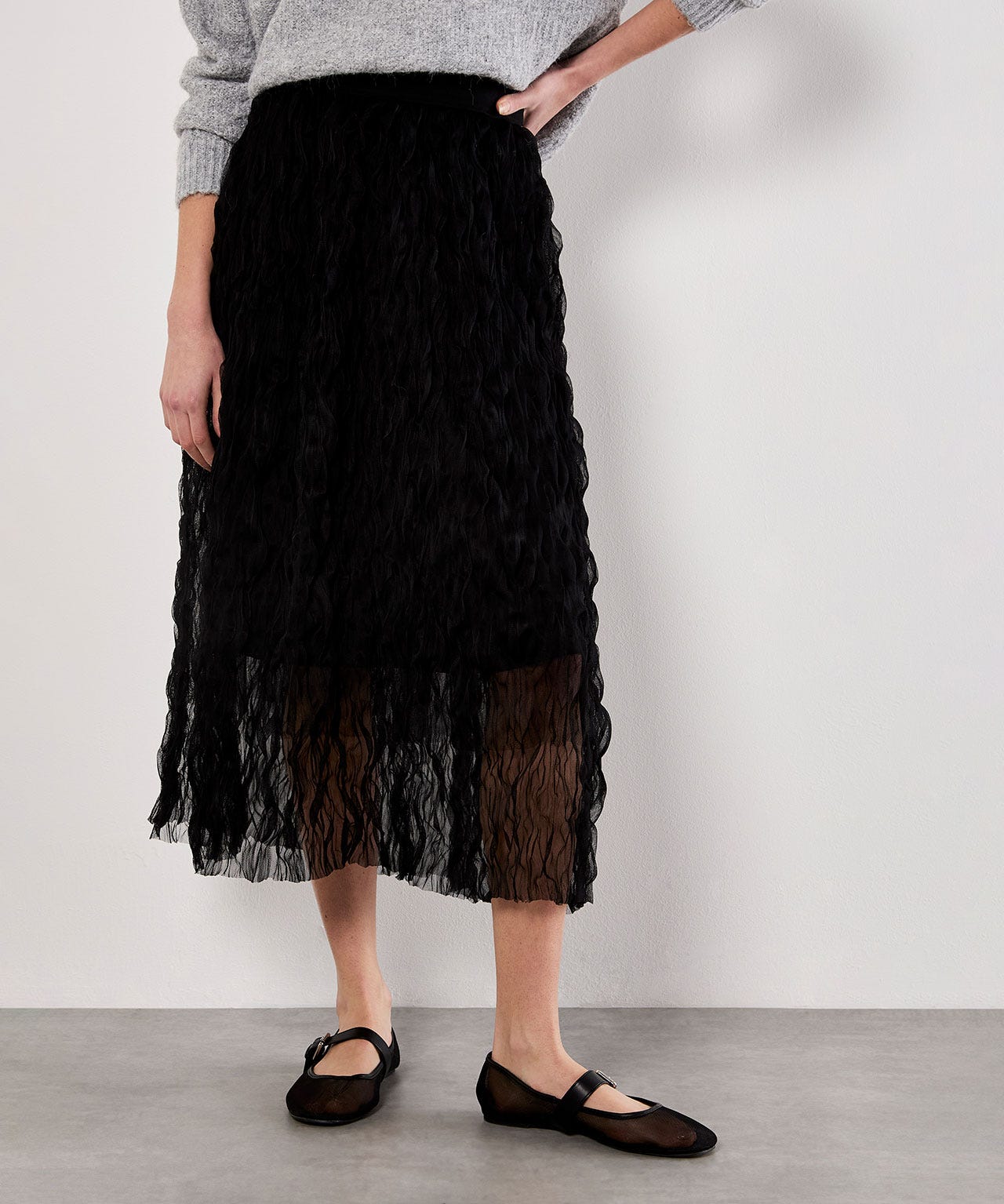 Apricot Tulle Midi Ski