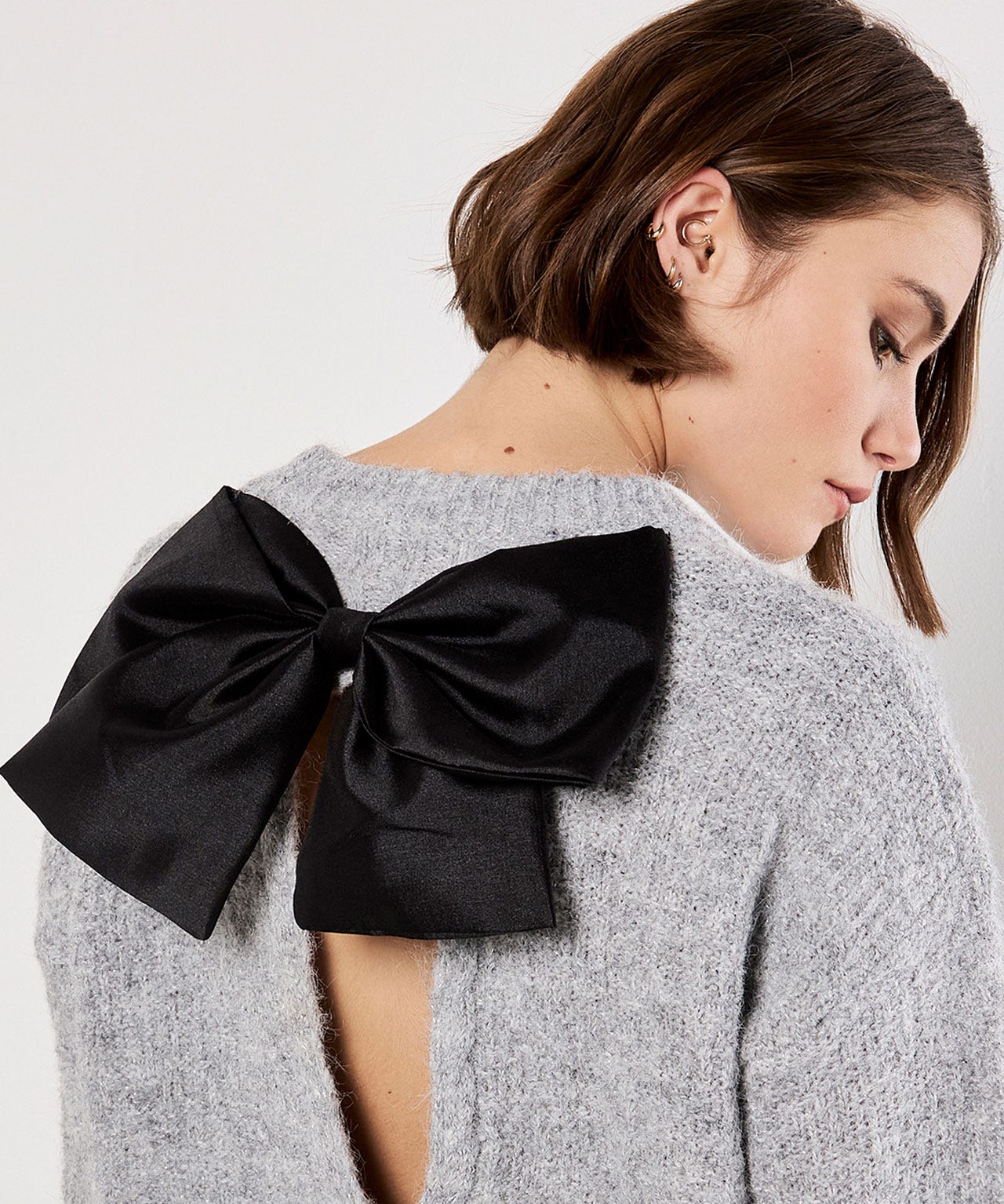 Apricot Lurex Bow Detail Jumper