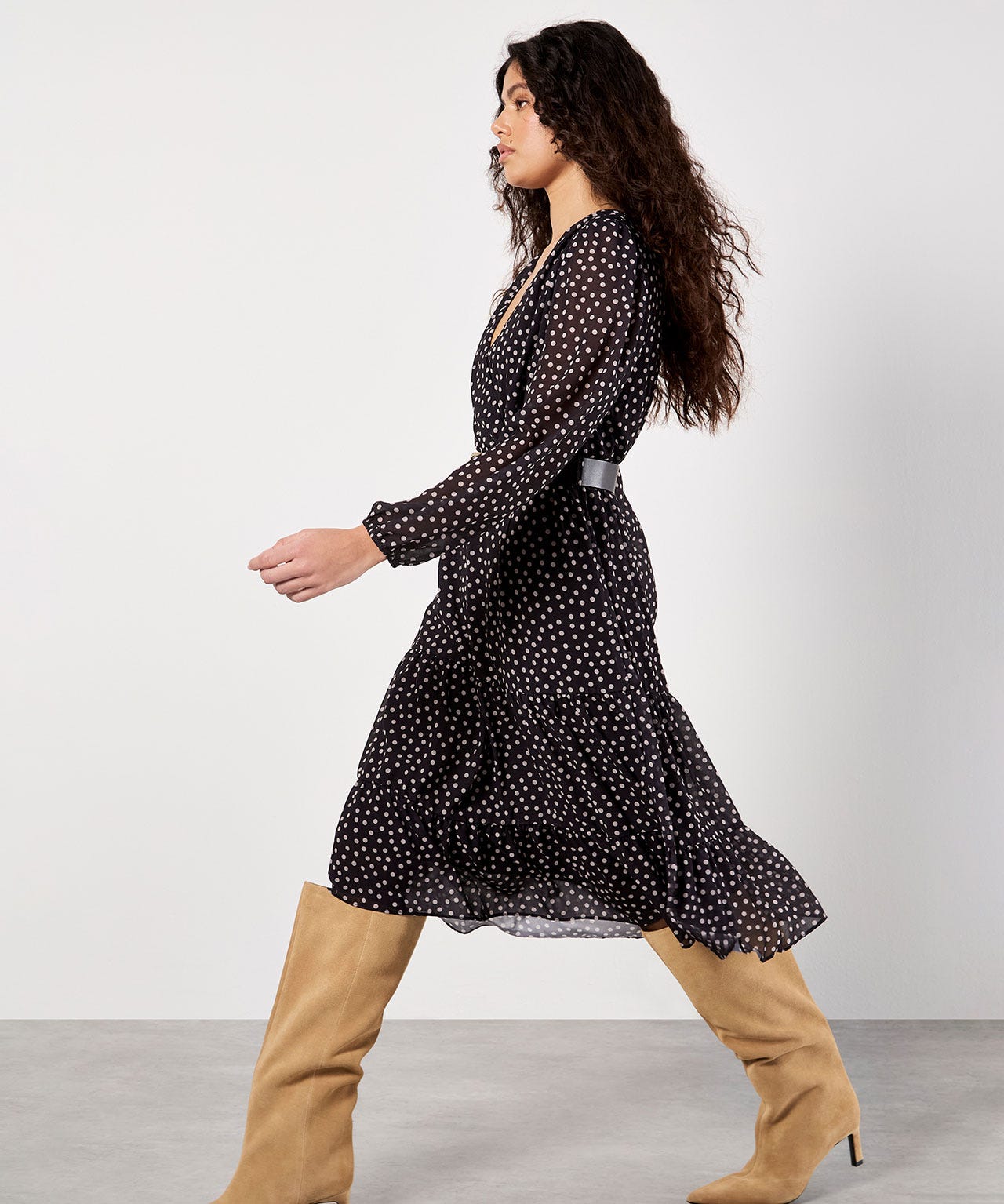 Apricot Chiffon Wrap Dress