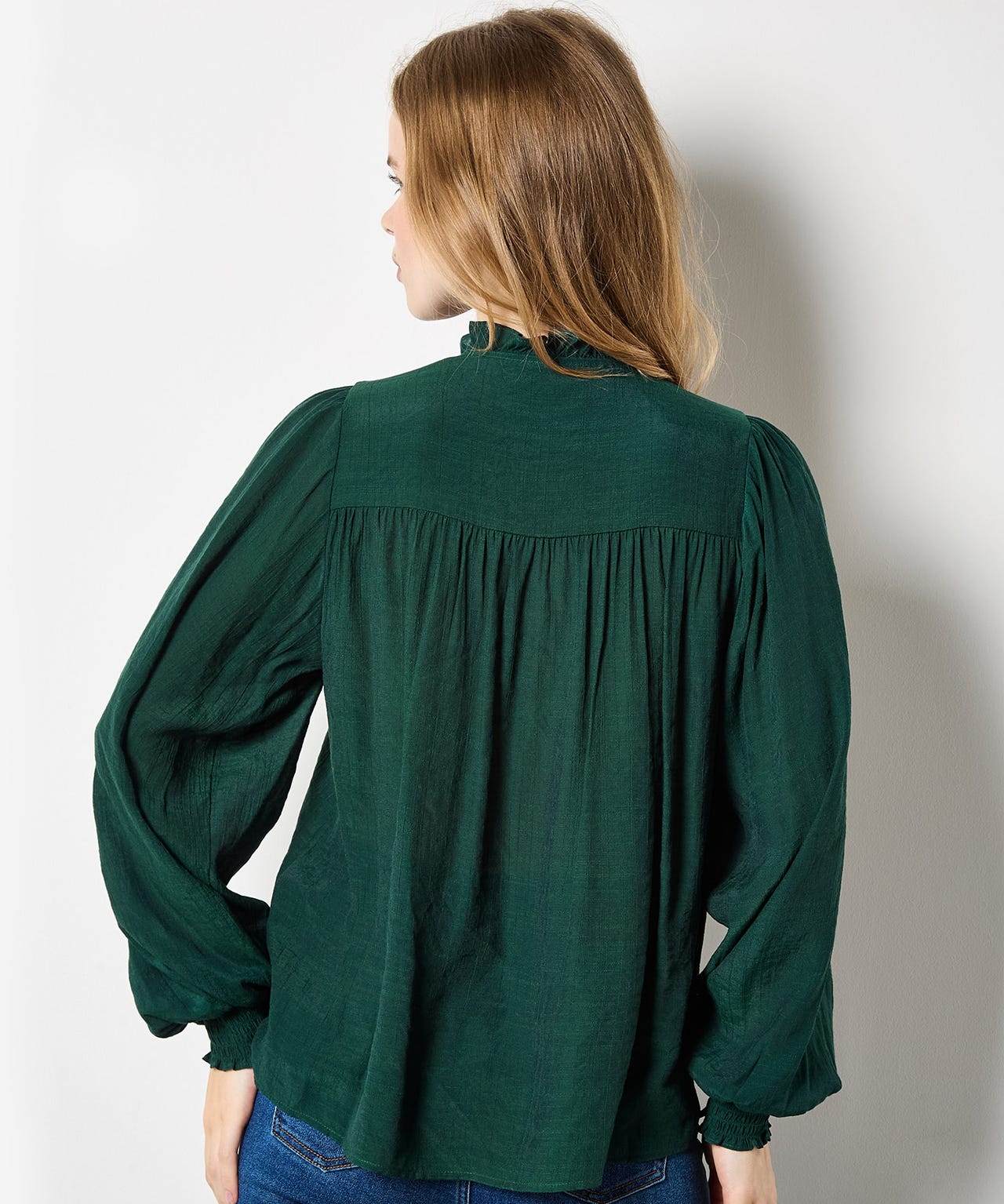 APRICOT RUFFLE BLOUSE