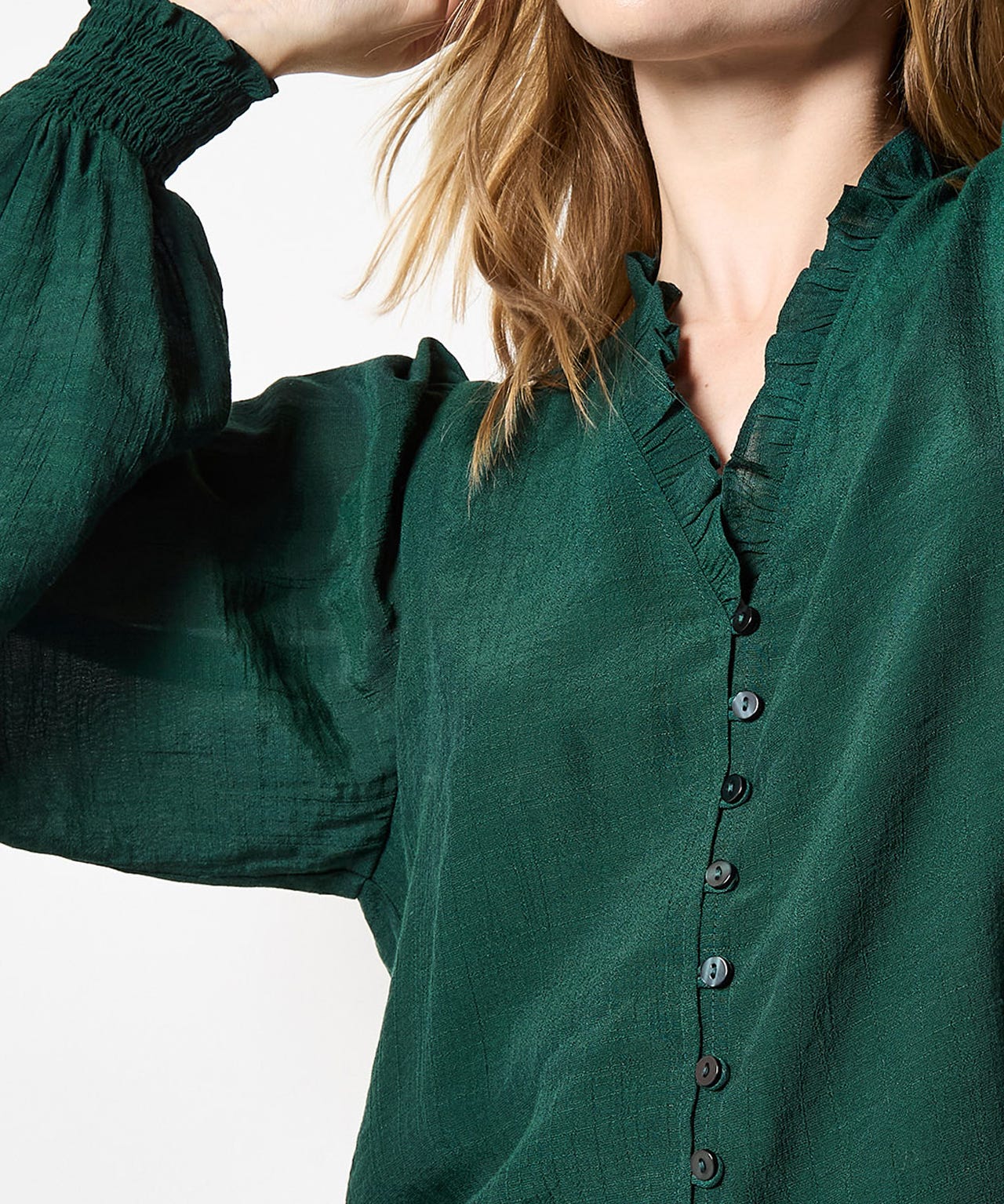 APRICOT RUFFLE BLOUSE