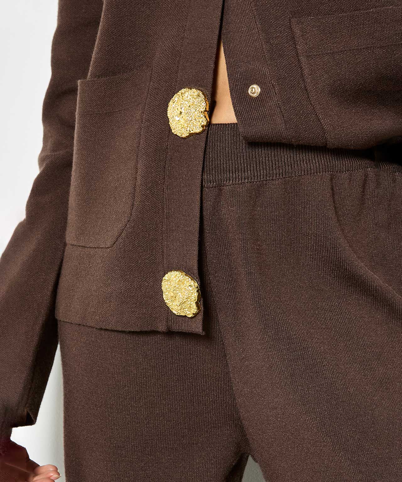 Apricot Knitted Wide Leg Trousers