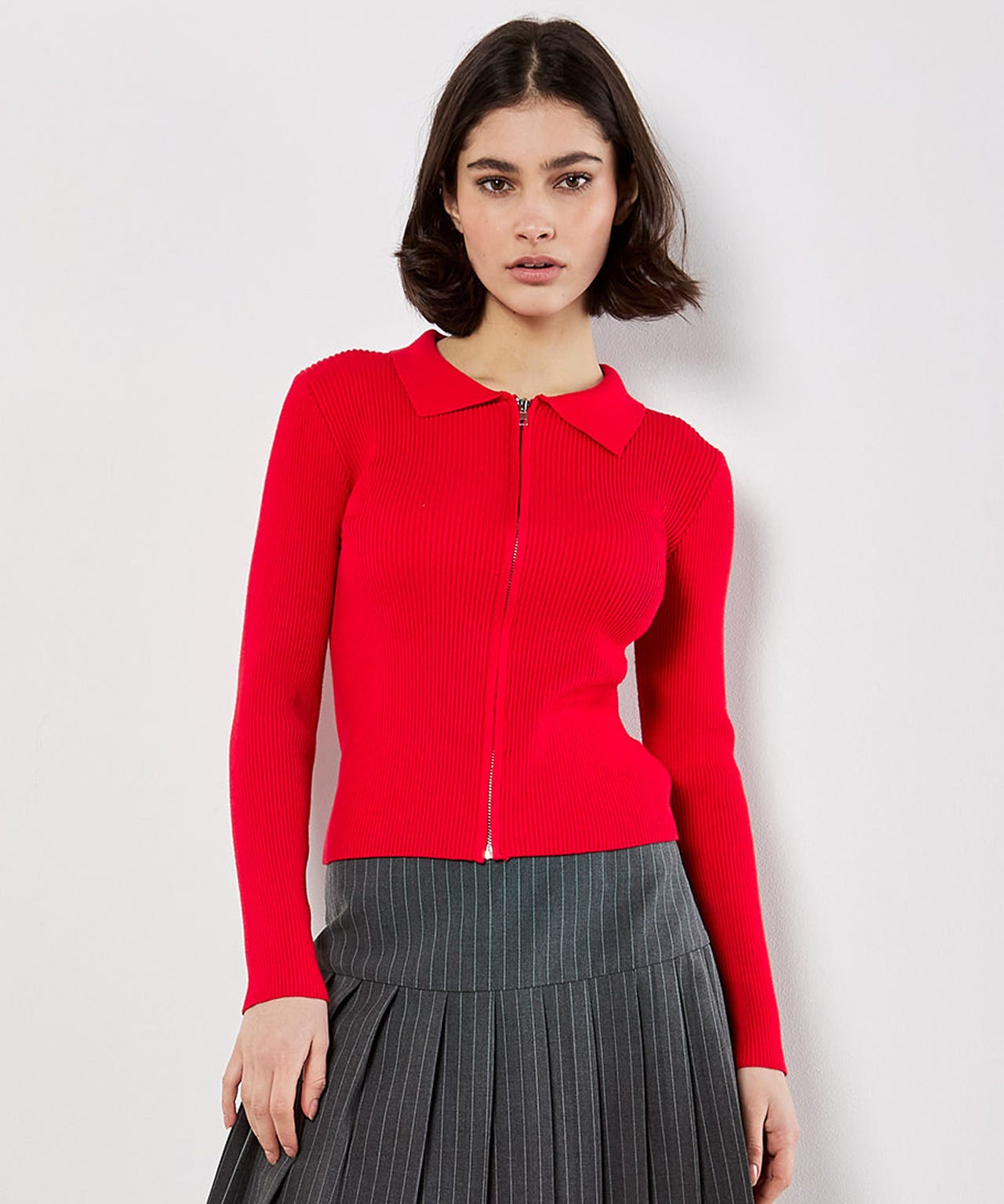 Apricot Ribbed Cardigan