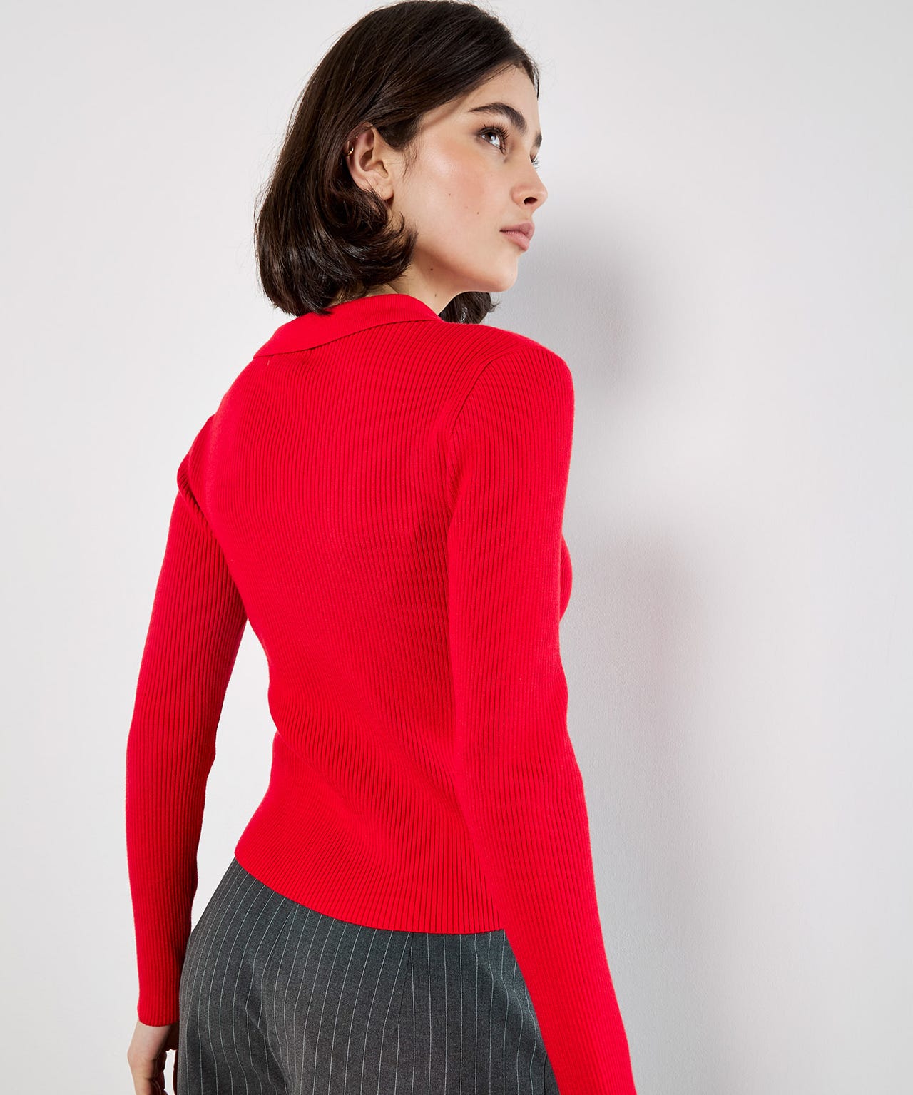 Apricot Ribbed Cardigan