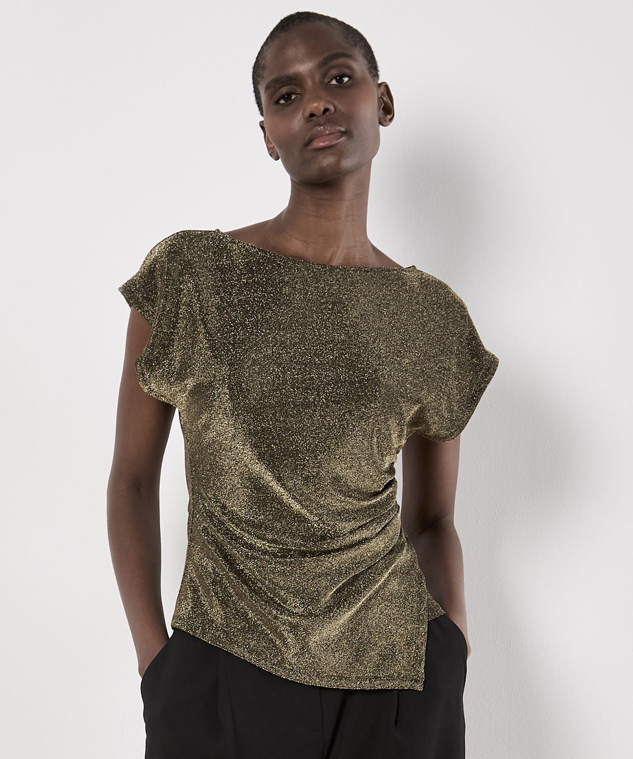 Apricot Slinky Detail Top