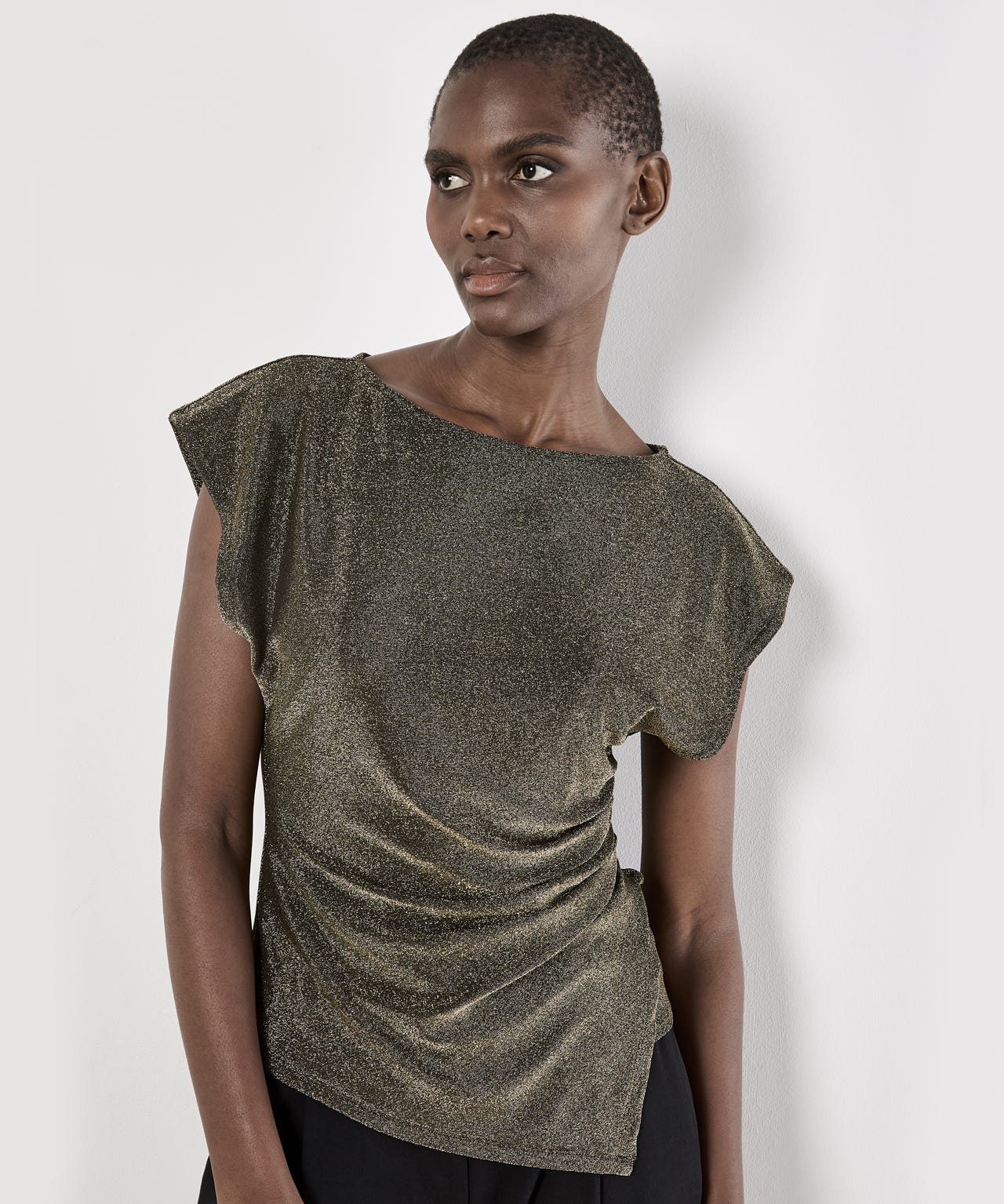 Apricot Slinky Detail Top