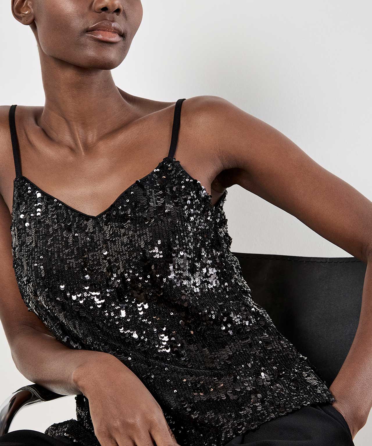 Apricot Sequin Cami Top