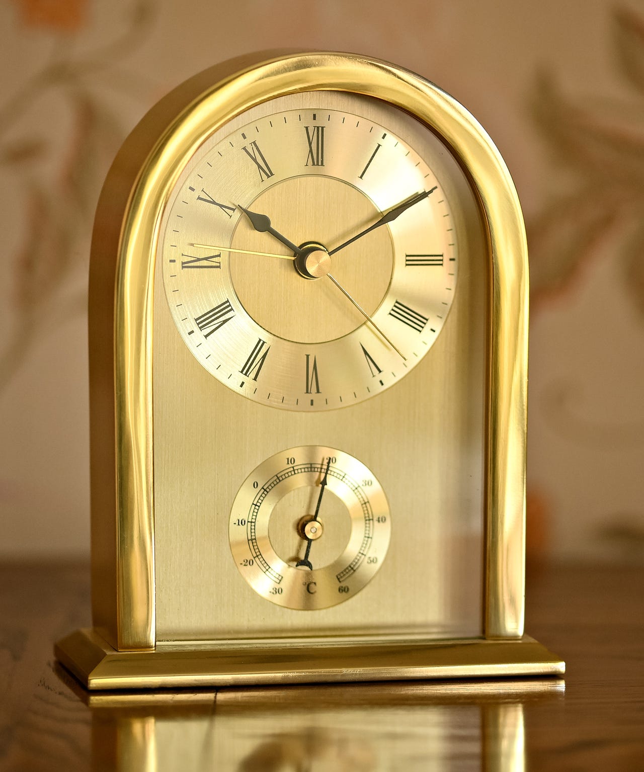 Widdop Arched Gold Aluminium Mantel Clock