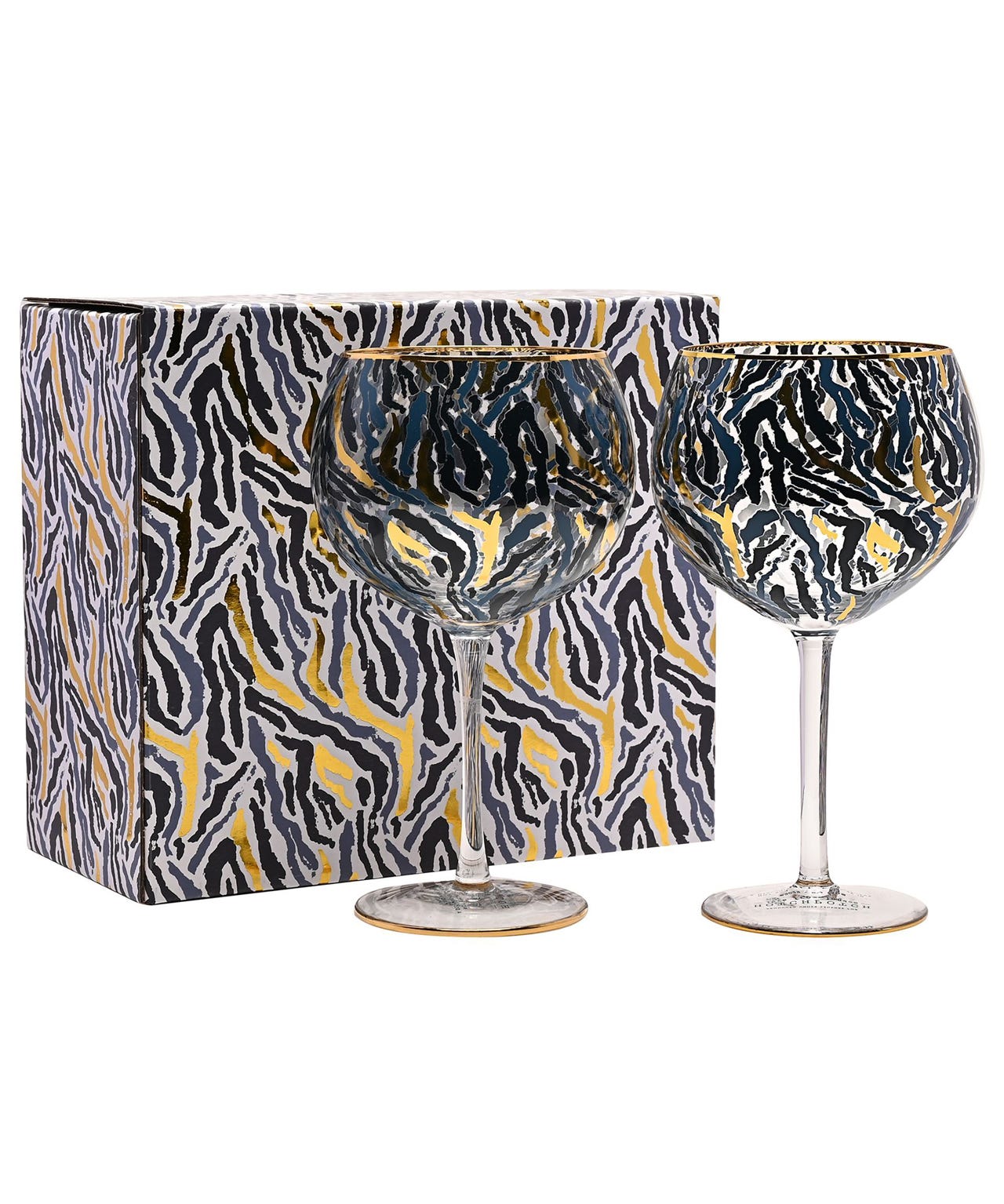 Widdop Frida Set of 2 Zebra Print Gin glasses