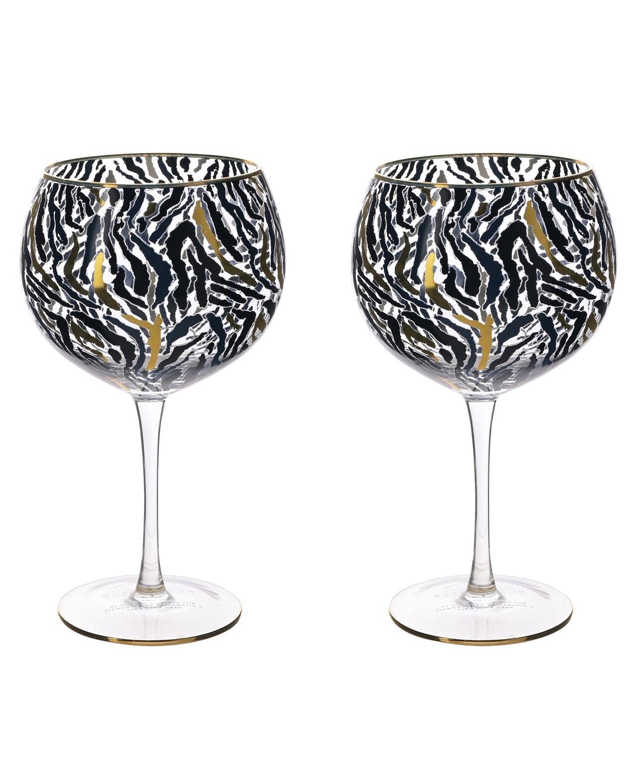 Widdop Frida Set of 2 Zebra Print Gin glasses