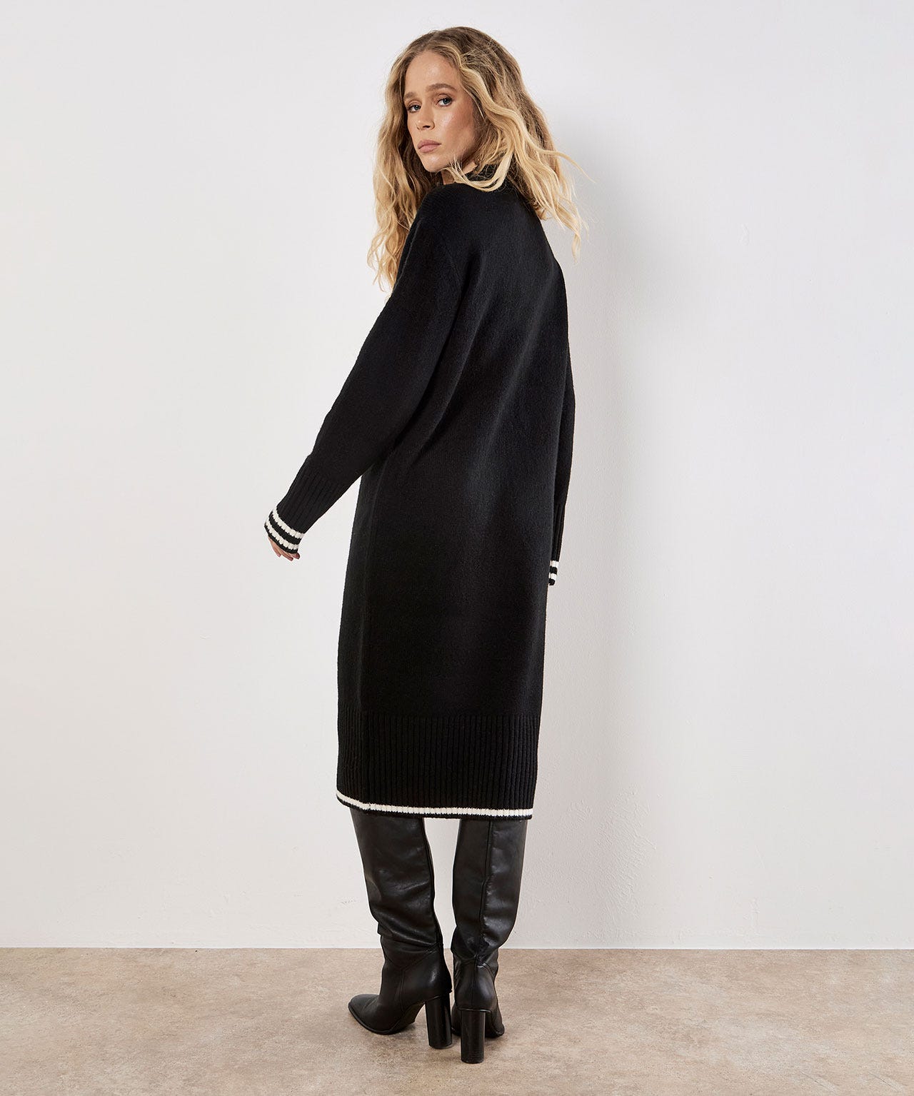 Apricot Knitted Midi Dress