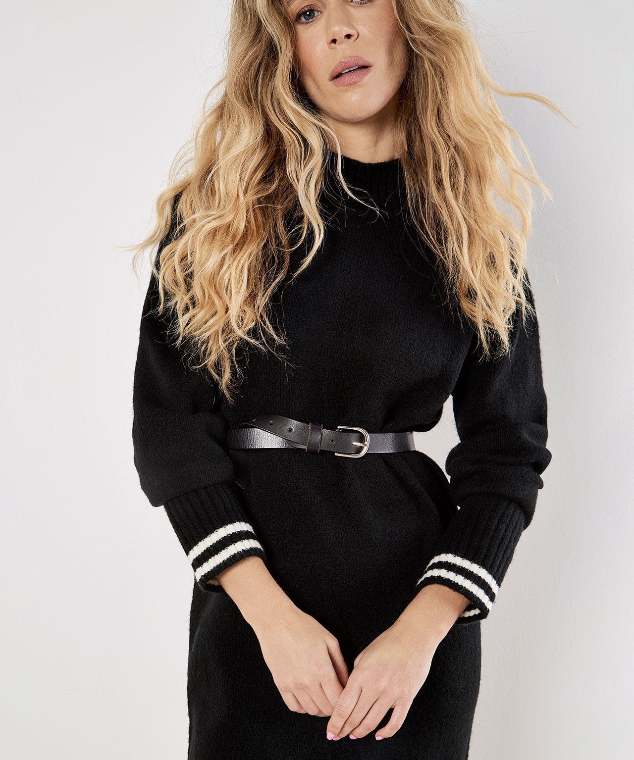 Apricot Knitted Midi Dress