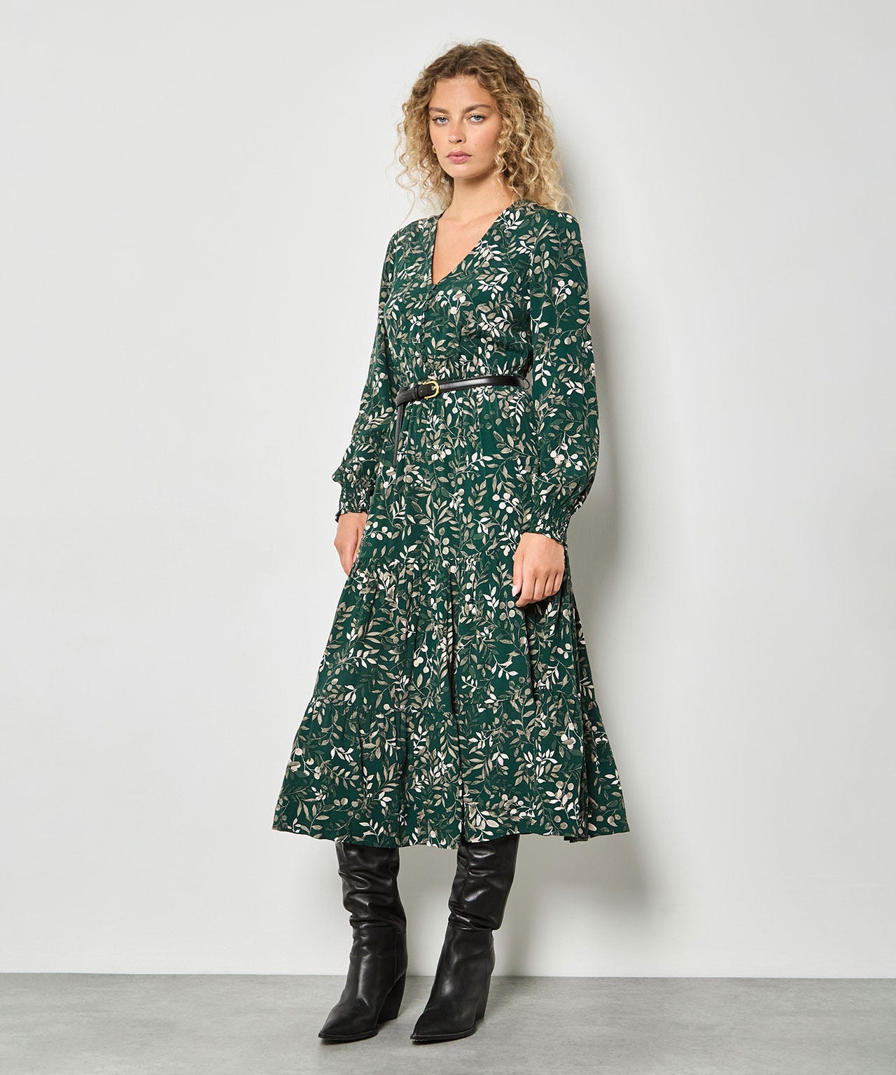 Apricot Printed Maxi Dress