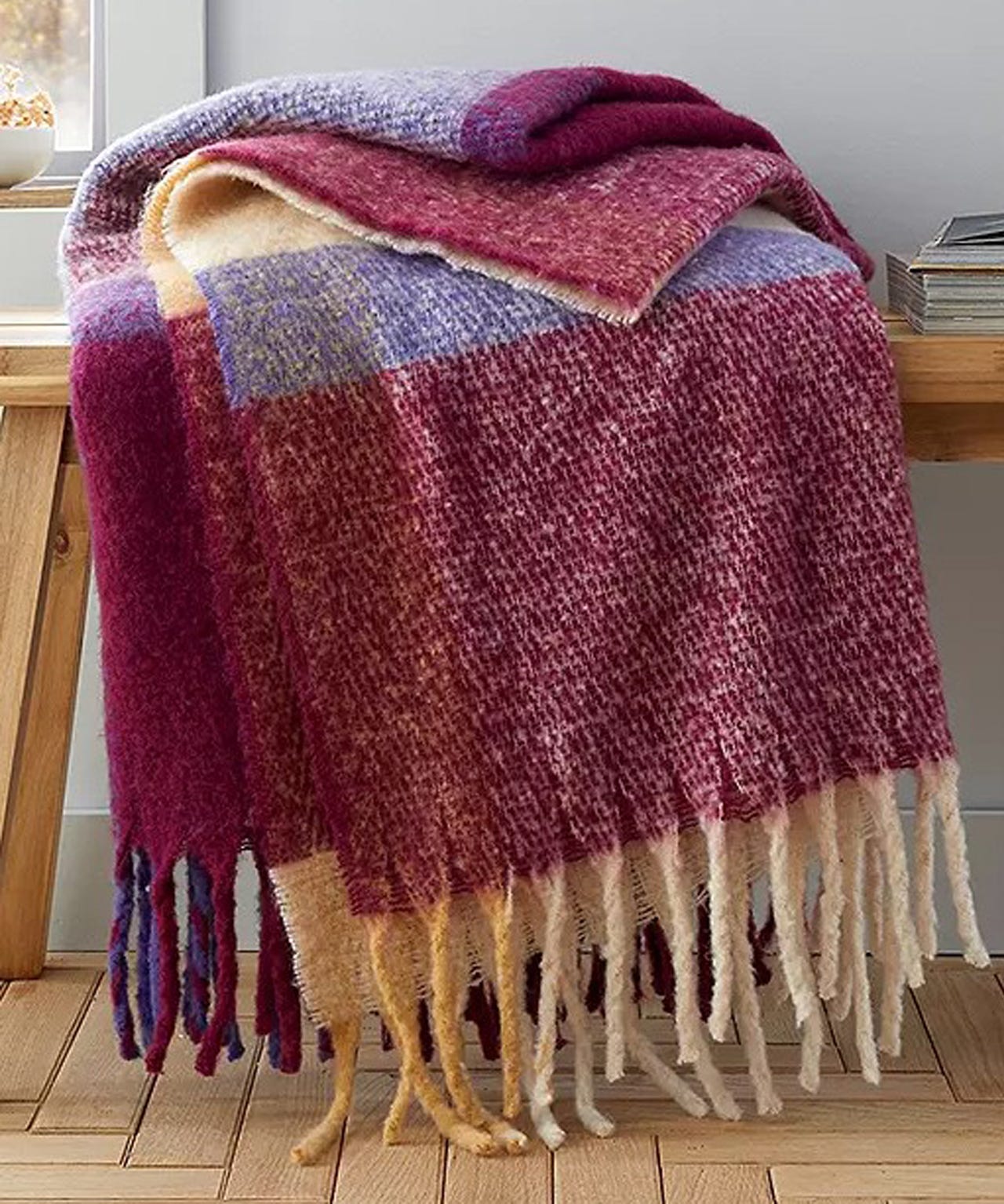 Faux Mohair Check Throw