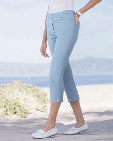Cotton Stretch Cropped Trousers