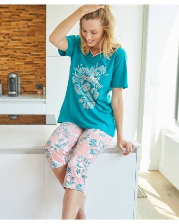 Pack of 2 Short Sleeve Cotton Crop Pyjamas