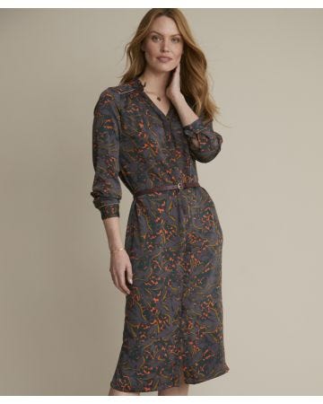 Frill Neck Shirt Dress