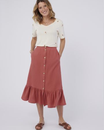 Button-through Tiered Skirt