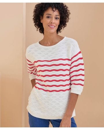 Stripe Fancy Stitch Jumper