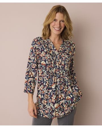 Front Pleated Printed Tunic