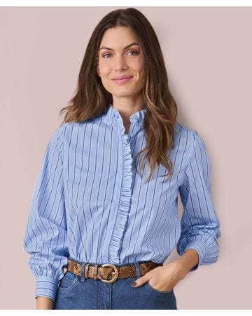 Stripe Frill Trim Blouse