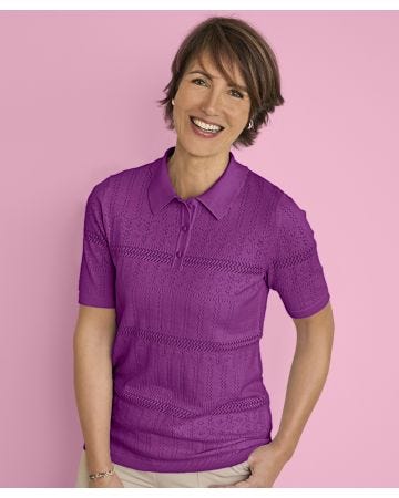 Pointelle Polo Jumper