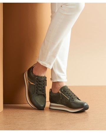 Amortyl Zip Detail Leather Trainers