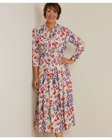 Pleated Printed Dress