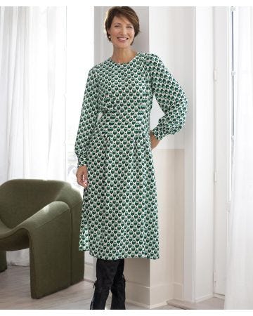 Geometric Print Flared Dress