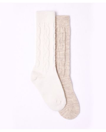 Cable Wool Blend Calf Length Socks