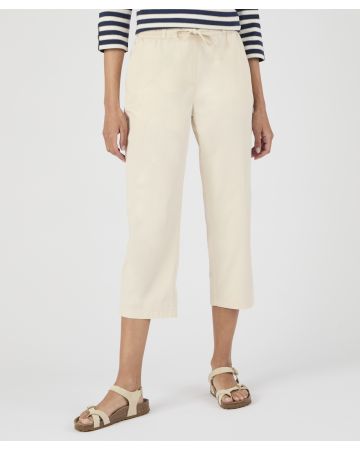 Cropped Pull-on Cotton Trousers