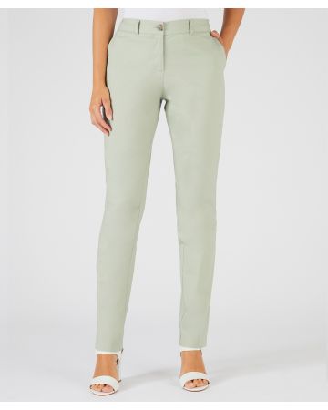 Narrow Leg Stretch Cotton Trousers