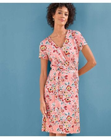 Jersey Print Mock Wrap Dress
