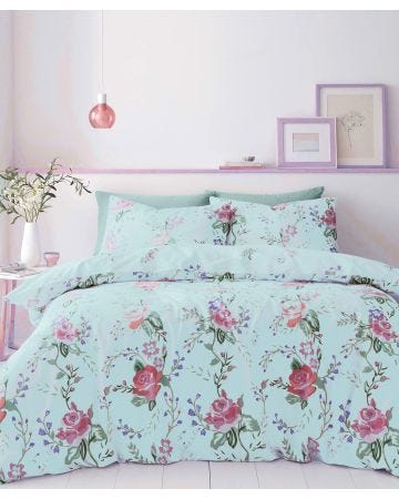 Rose Garden Cotton Blend Duvet Set
