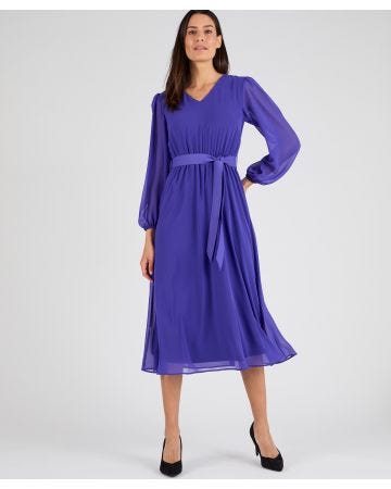 V Neck Elastic Waist Dress