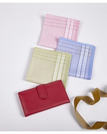 Leather card Holder & Hankies set