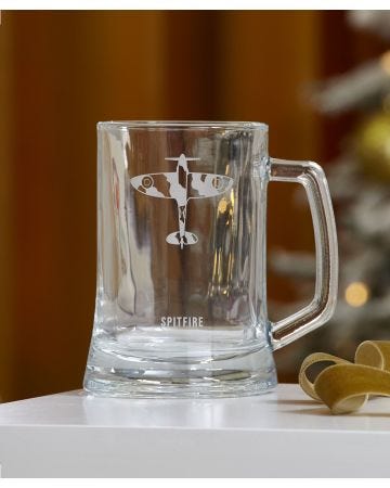 RAF Etched Glass Tankard Spitfire