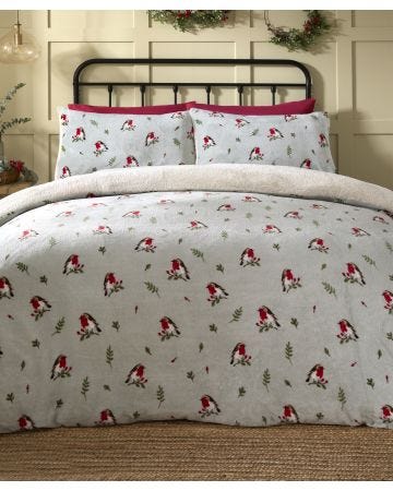 Winter Robin Fleece Duvet Set