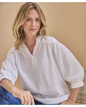 Cheesecloth Shoulder Detail Blouse