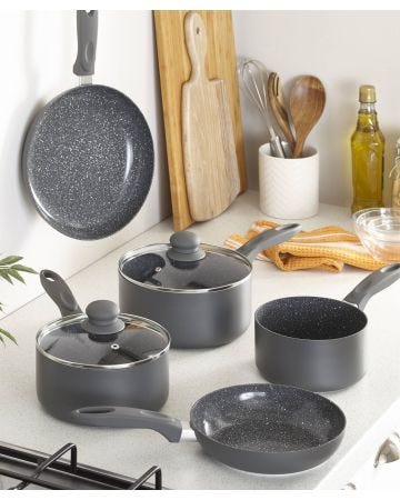 Set of 5 Ceramic Grey Cookware Set