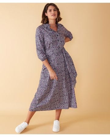 First Avenue Print Midi Shirt Dress