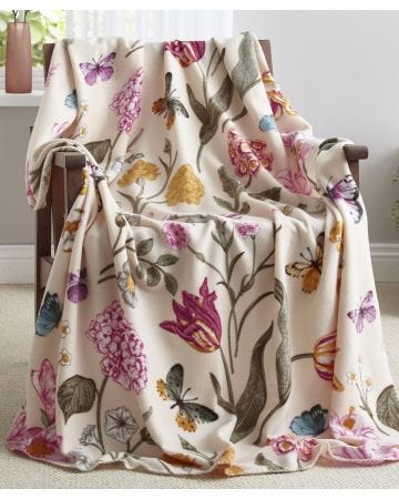 Pack of 2 Floral Print Throws