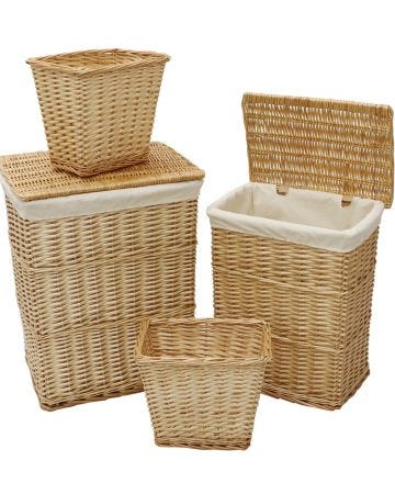 4 Willow Laundry Baskets & Bins